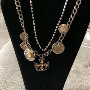Charming Charlie Statement Necklace with Gold and Silver Tones
